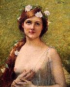 Jules Joseph Lefebvre, Young Woman with Morning Glories in Her Hair